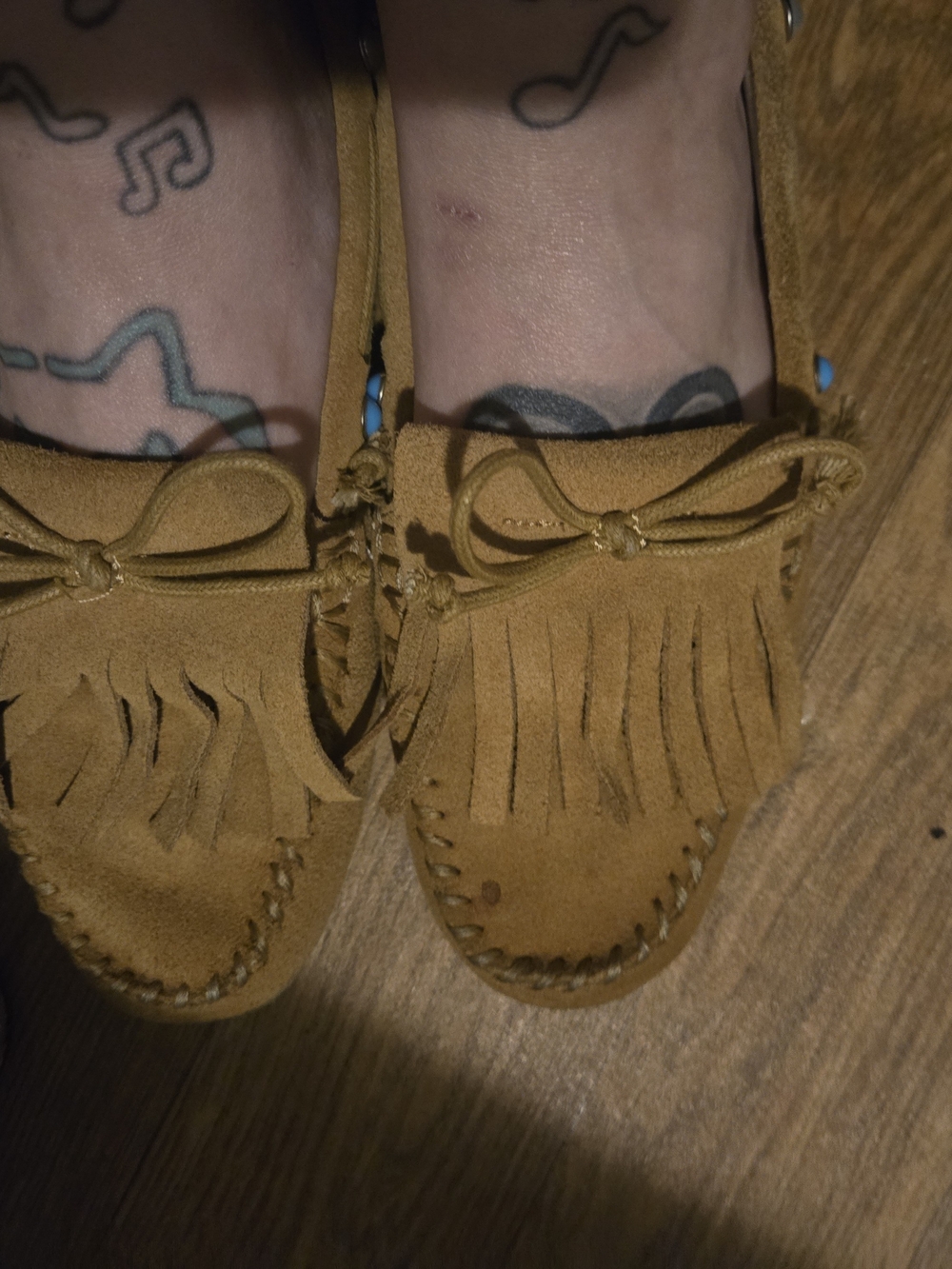 naughty monkey Fringe Suede Moccasins in Camel Brown